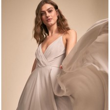 ANTHROPOLOGIE x BHLDN Eva Maxi Dress Fog Gray Sz S {H25}