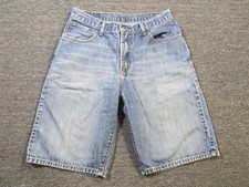 Levis 569 Denim Shorts Mens 33 Blue Light Wash Loose Straight Bermuda Casual
