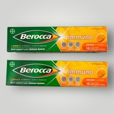 2x Berocca Immuno Sugar Free Orange Flavour 15x2 Tablets