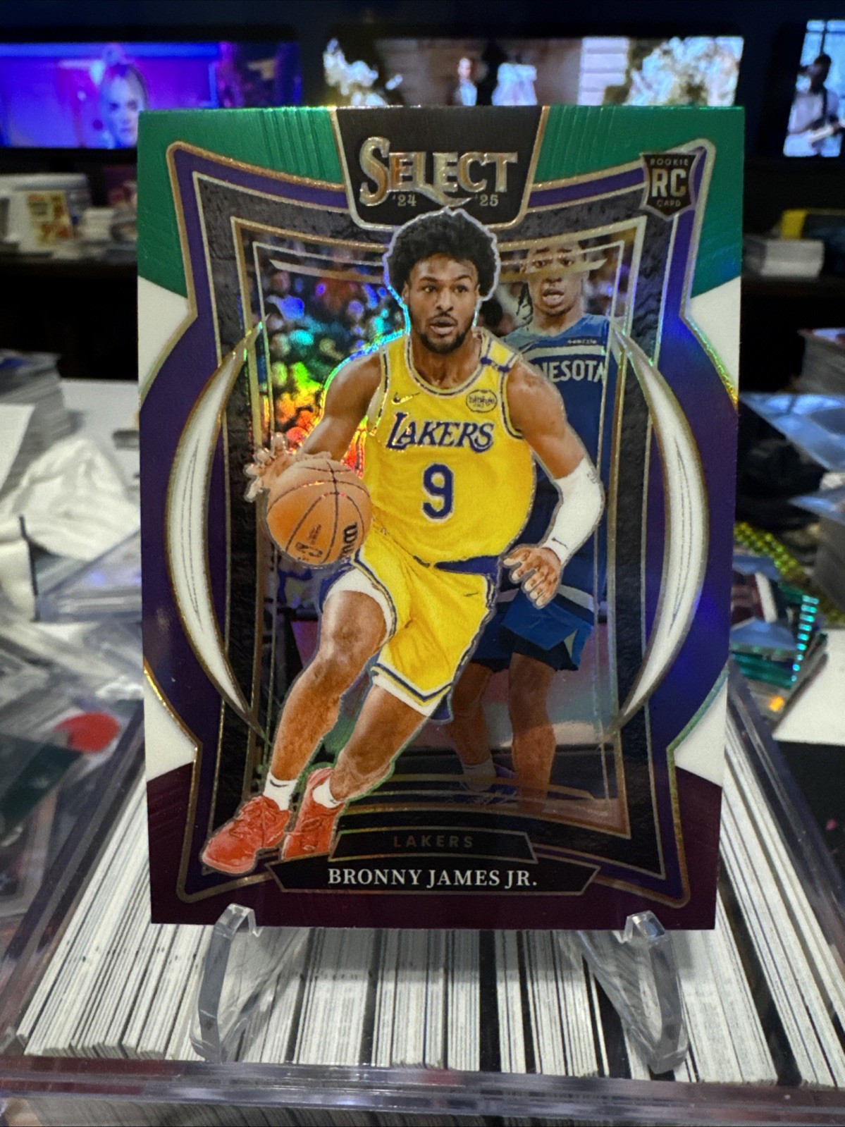 2024-25 Panini Select Bronny James Green White Purple Prizm #90 Rookie RC Lakers