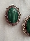 VTG Navajo sterling malachite clip on earrings 1.5 Inches Long — photo 3