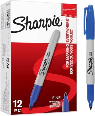 Sharpie Permanent Marker | Marker Stifte mit feiner Spitze | Blau | 12 Stück