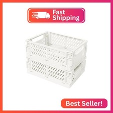 Tobeso-Nuoze Mini Pastel Plastic Storage Bins 2Pcs Foldable Pastel Crates