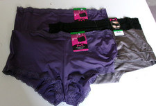 3 Maidenform lace trimmed Boyshorts Size 7 Gray and Purple Style 40813