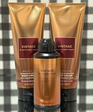 Set Bath  Body Works VINTAGE Men's Body Spray 3.7oz 1  Cream 8oz 2 