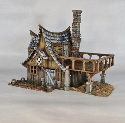Tabletop Gelände Gebäude Mittelalter Haus Mit Balkon Unbemalt 28mm