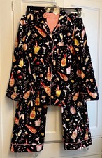 NICK NORA NEW Women s M Flannel Pajama SET Celebration Champagne New Years