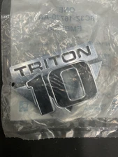 OEM Ford Triton V10 Matte Black & Chrome Emblem Badge Logo NOS