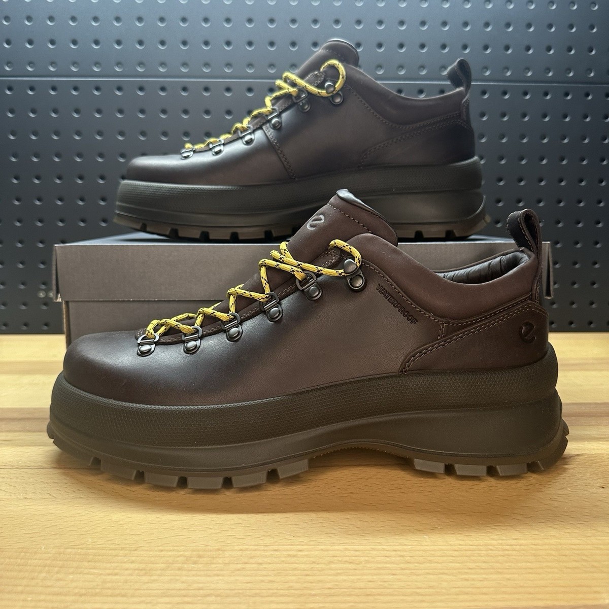 Ecco Track 30 Mid Boots Casual Hiking Leather Coffee Brown EU 44