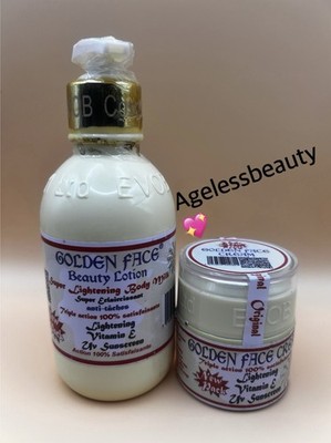Golden Face Lightening Body Lotion & Face Cream Set W/ Vitamin E