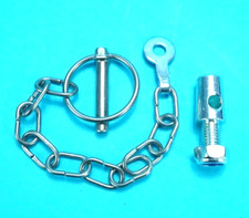 STAINLESS STEEL 8mm Lynch Pin & Chain with TAB WASHER & BOLT-ON LUG - Trailer