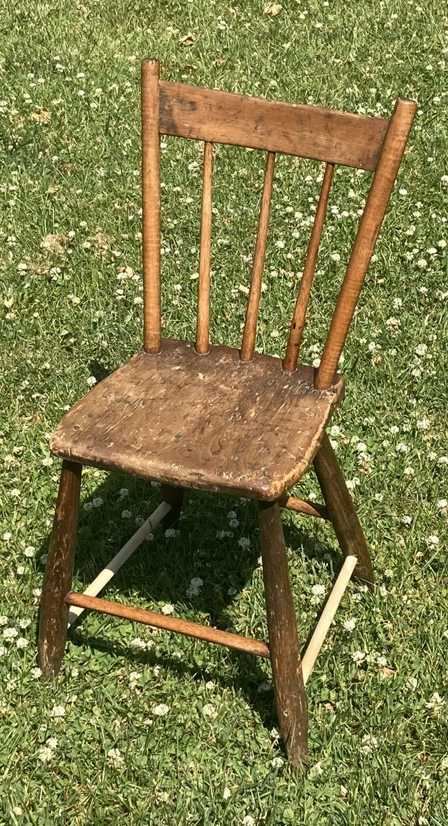 Antique Wood Chair Old Small Hand Made Primitive Wooden eBay
