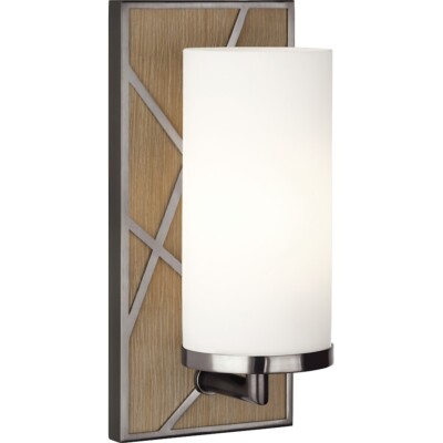 Robert Abbey Michael Berman Bond Sconce, Oak/Blackened Nickel, Frosted - 553W