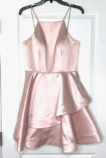 CAMILLE LA VIE Light Pink Satin Tiered Cocktail Mini Dress 6 US MAC DUGGAL 💗