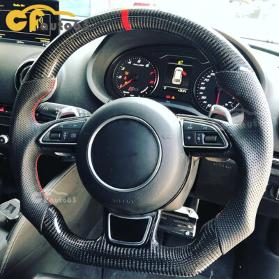 Real Carbon Fiber Sport Steering Wheel For 2012-2018 Audi A7 A6 S6 RS6 S7 RS7