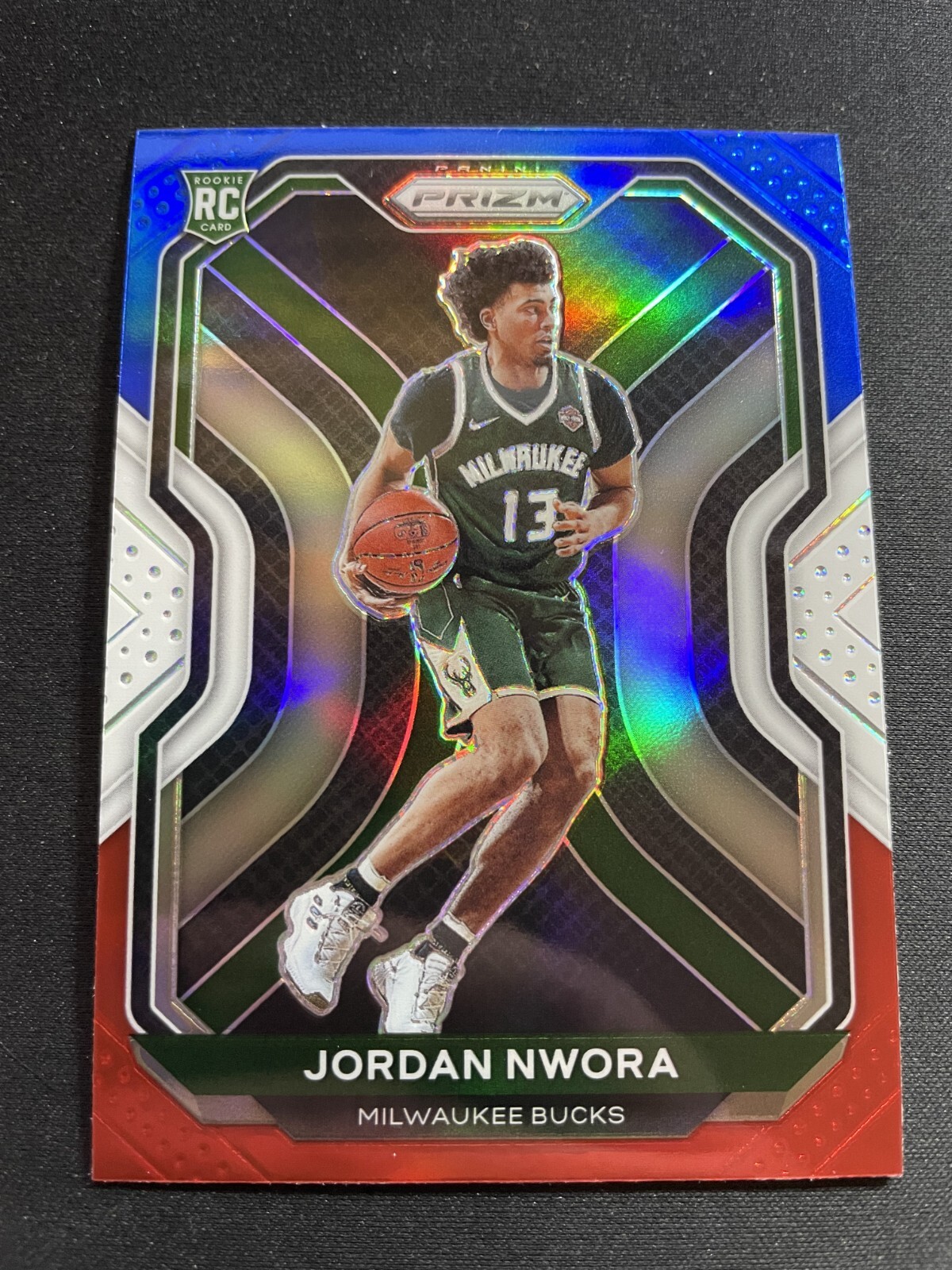 2020-21 Prizm Red White Blue #273 Jordan Nwora (RC) Milwaukee Bucks