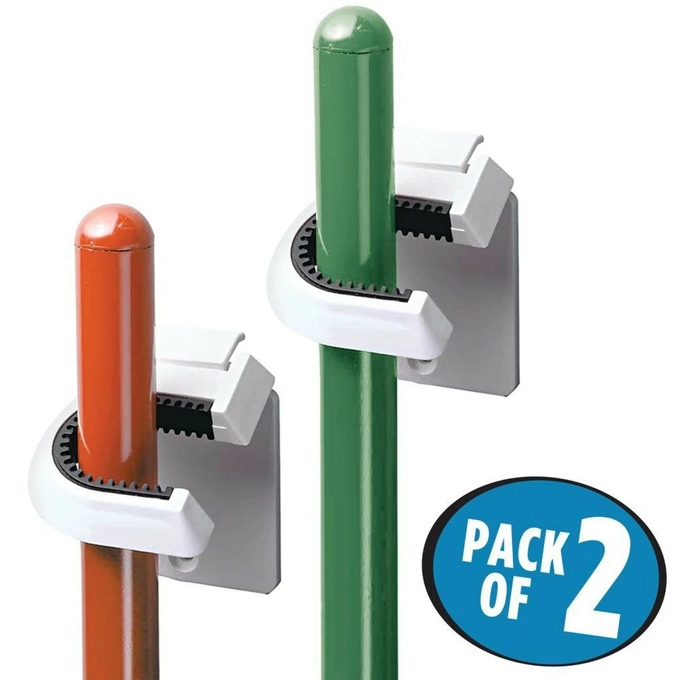Soporte para escoba/fregona InterDesign, blanco, juego de 2 Foto 3 de 4