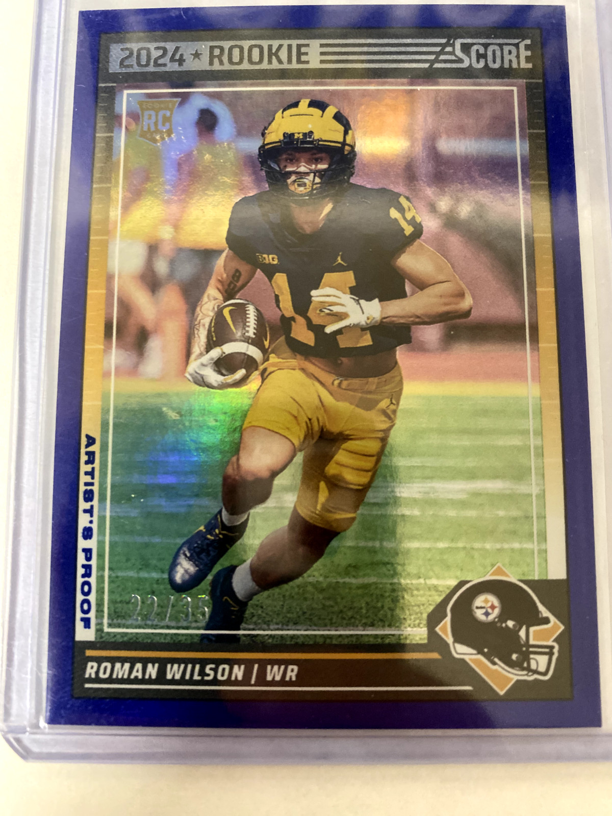 2024 PANINI SCORE FOOTBALL ARTIST PROOF ROMAN WILSON RC #22/35 - STEELERS - #360
