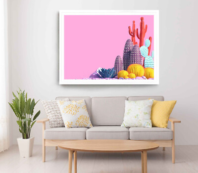 Cactus Plants Print, Cactus Wall Art,Plants Framed Vector Design Wall Art,Floral