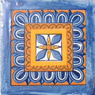 C#034) MEXICAN TILES CERAMIC HAND MADE SPANISH INFLUENCE TALAVERA MOSAIC ART