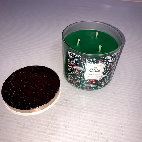 Bath & Body Works Fresh Balsam 3-Wick Glass Jar Candle 14.5 oz NEW Christmas - Picture 2 of 4