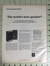 Vintage 1976 Acoustic Research AR-11 Speaker 1-Page Magazine Advertisement
