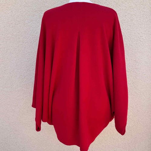 St. John Red Dolman Batwing Thick Knit Blouse S Wool Blend - Picture 8 of 10