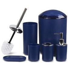 Bathroom Accessories Set 6 Piece, Blue Bath Ensemble for Decorative Countertop