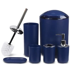 Bathroom Accessories Set 6 Piece, Blue Bath Ensemble for Decorative Countertop