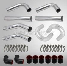 3.0 Chrome Aluminum Intercooler U Piping Kit Wblack Couplers T-bolt Clamps