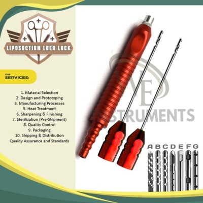 Super Luer Lock Fitting Cannulas with Red Grip for Fat Removal in Liposuction