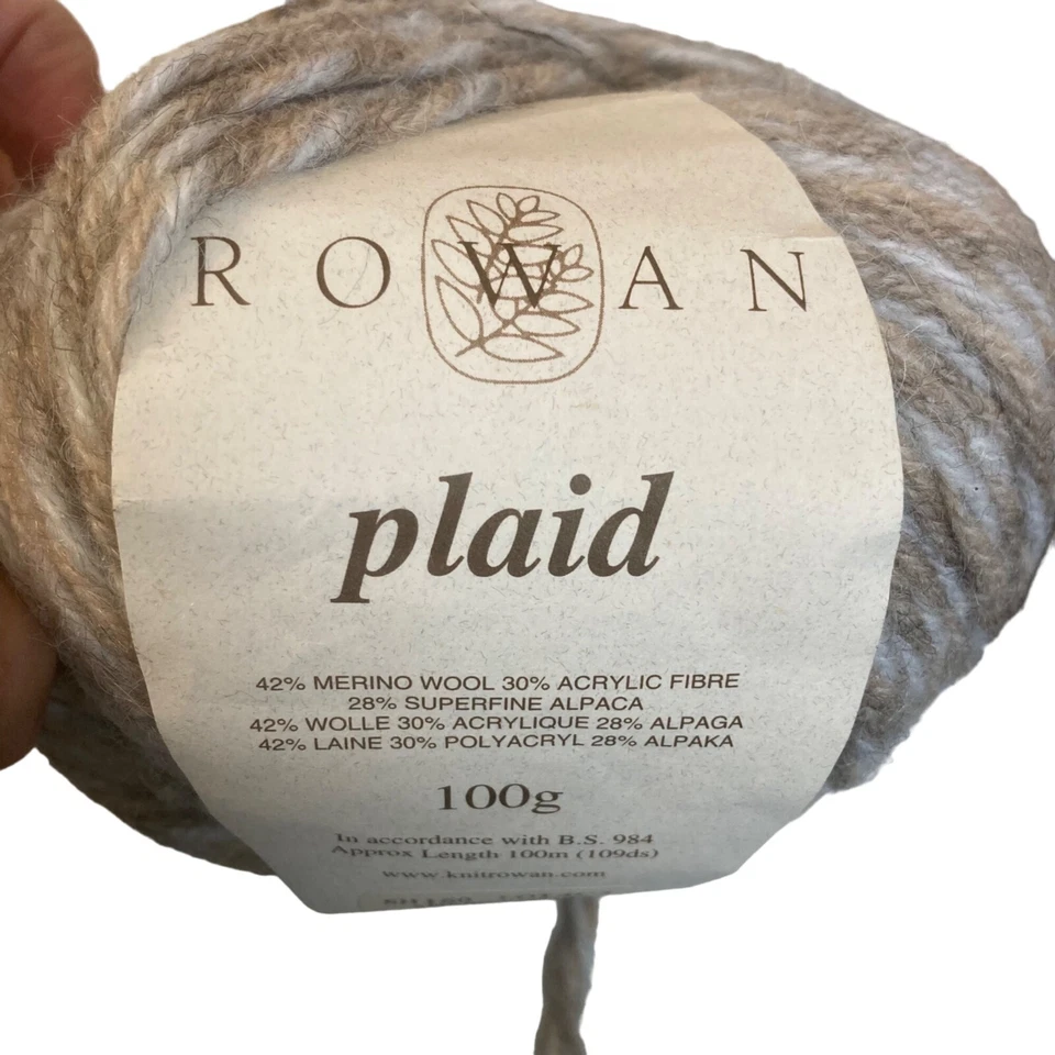 Hilo de alpaca de lana súper grueso a cuadros Rowan 7 madejas 160 carcasa triturada 109 yardas Ea Foto 2 de 4