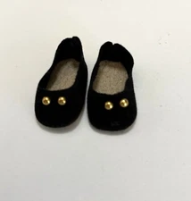 Black velveteen shoes with gold buttons - fits Madame Alexander 8-inch dolls
