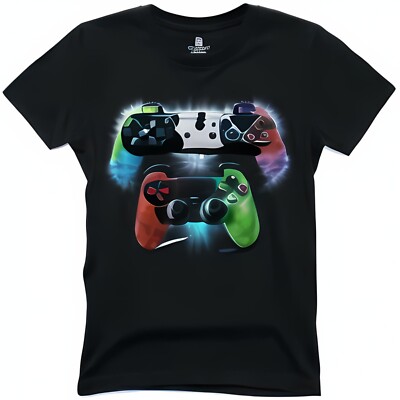 Your Style with Glow in the Dark Video Game Controller Black T-Shirt Vibrant 2D