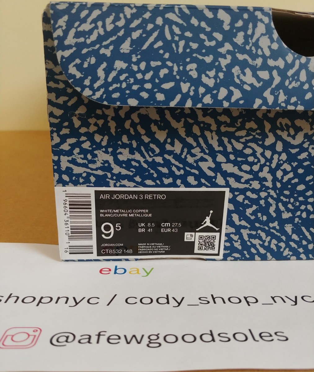 Air Jordan Retro 3 - Blue and copper - BRAND NEW WITH BOX Nike Air Jordan 3 Retro Wizards True Blue Metallic Copper  main image 3