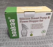 Haakaa Silicone Breast Pump & Flower Stopper Set (Green) Gen. 2 Newborn Baby 