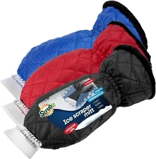 SCRUBIT Ice Scraper with Glove (3x Pack) Car Windshield Scraper for Ice and Snow