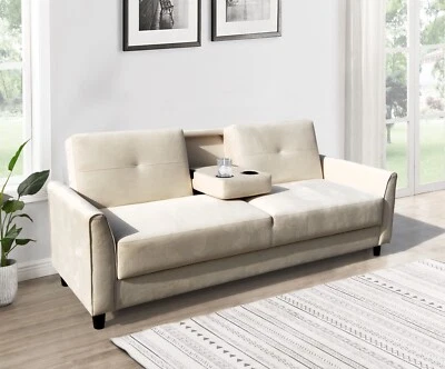 GIOMANI New Modern 2 Seater Sofa Bed Couch Sleeper - Beige