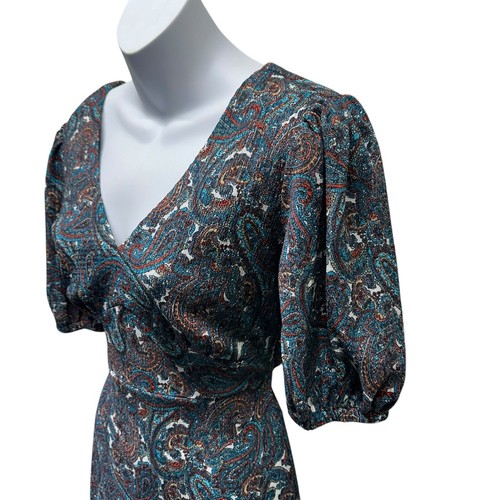 Michael Kors Dress Womens Extra Small Paisley Print Midi Length Pullover Stretch - Picture 5 of 12