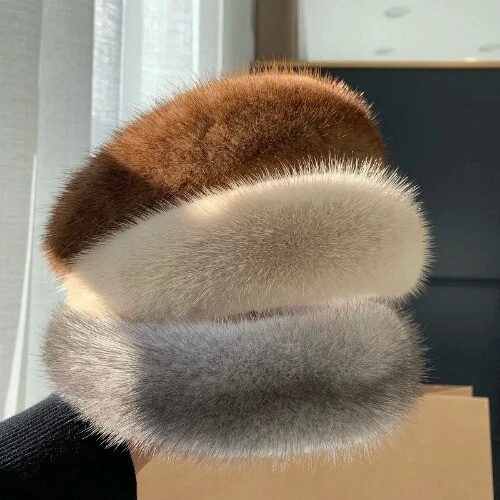 2025 New Women's Luxury Winter 100% Mink Fur Headband Real Fur Hair Band - Image 2 of 4
