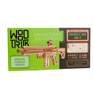 Wooden Puzzle Adult 3D Assault Gun AR-T 496 Pieces Model Craft Kit