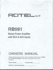 Rotel RB-991 Amplifier Owners Manual