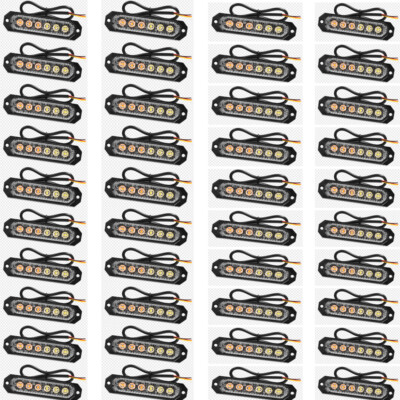 40X 6-LED Amber/White Side Marker Flash  Strobe Light Bar Kit Tow Truck