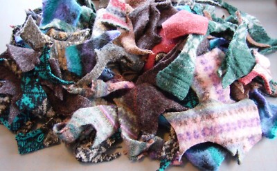HUGE LOT 1/2 lb FELTED WOOL SWEATER SCRAP PIECES FOR CRAFTS Fiber Arts APPLIQUE+