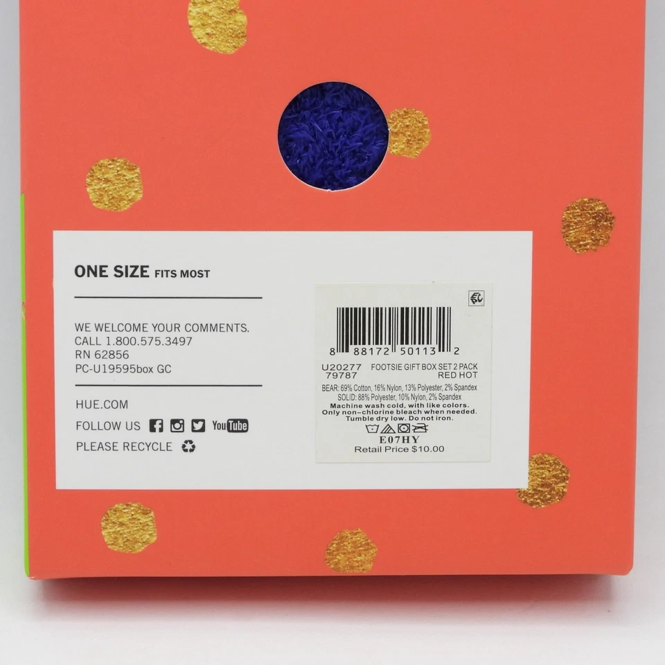HUE Footsie Calcetines Caja Regalo Set U20277-79787 (Rojo Caliente) Paquete de 2 Foto 3 de 4