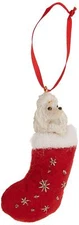POODLE-White in a Stocking Christmas Ornament-Santa's Little Pals by E&S Pets