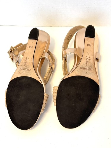 Sandali donna Cole Haan cinturino tessuto tono oro zeppa regolabile 7,5 B - Foto 2 di 9