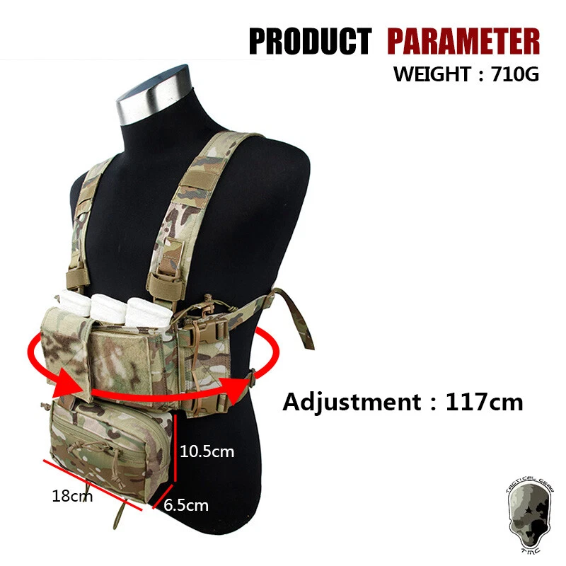 TMC Modular Lightweight Chest Rig Micro Fight Chassis Vest w/ Mag Pouch Military - Image 3 of 4