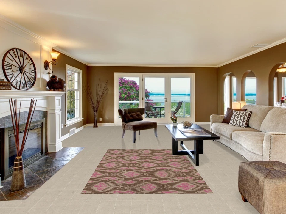 几何双面 Kelim Kilim 地毯平织现代羊毛地毯 5x8 英尺 — 第 2/4 张图片