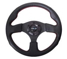 NRG 320mm 12.6" Race Sport Leather Steering Wheel 1.5" Deep w/ Red Stitch